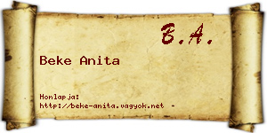 Beke Anita névjegykártya